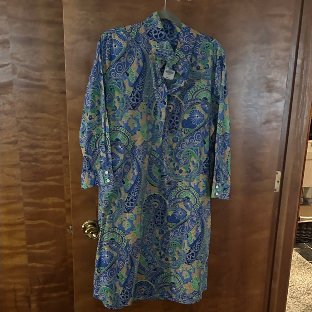 J. McLaughlin Blue and Green Paisley Dress